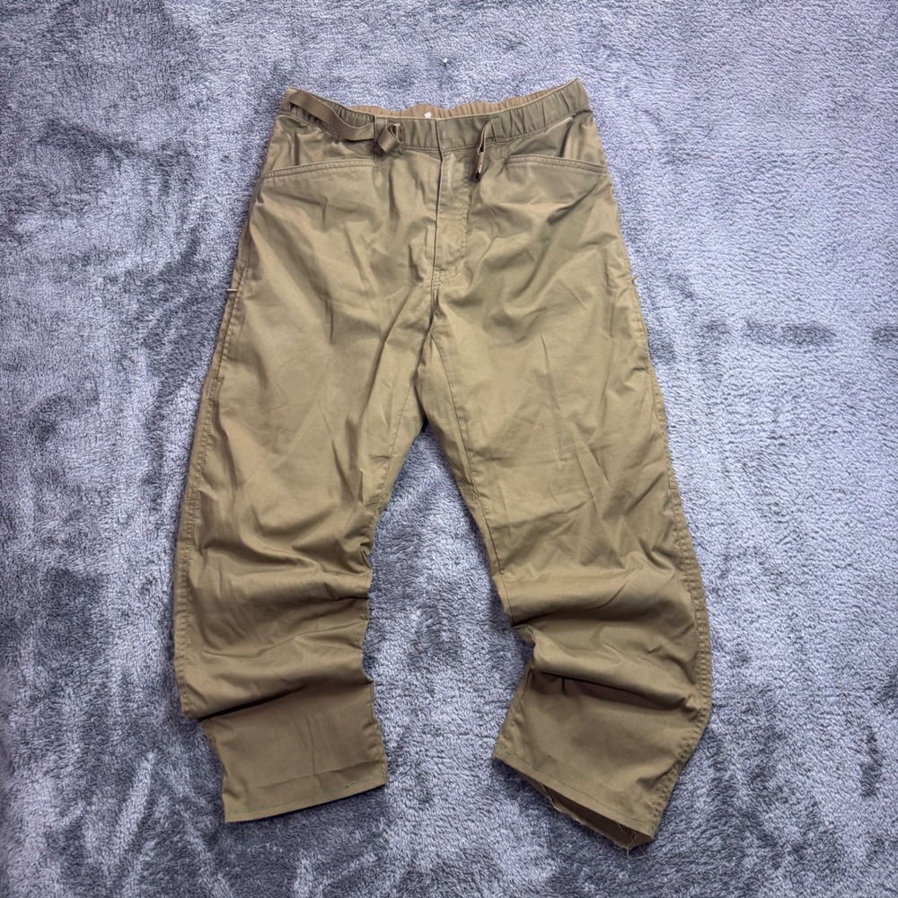 Uniqlo Heattech Lined Ripstop Pants Mens Medium Tan Brown Belted Cargo Trousers